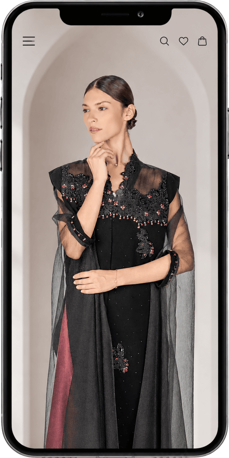 Hana abaya shown on the Hana Fashion mobile store